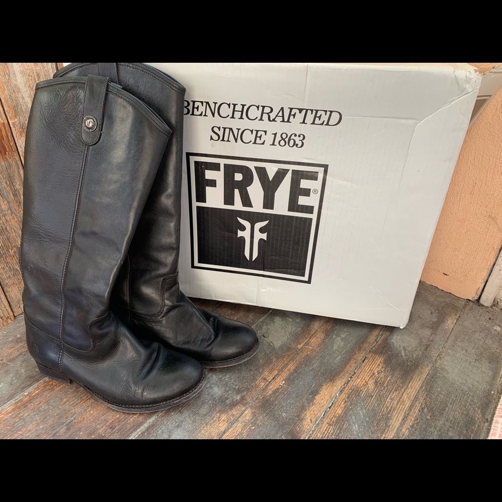FRYE Melissa Button Leather Boots in Black size 7
